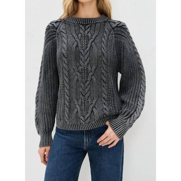 NEW FREE PEOPLE frankie cable sweater in black